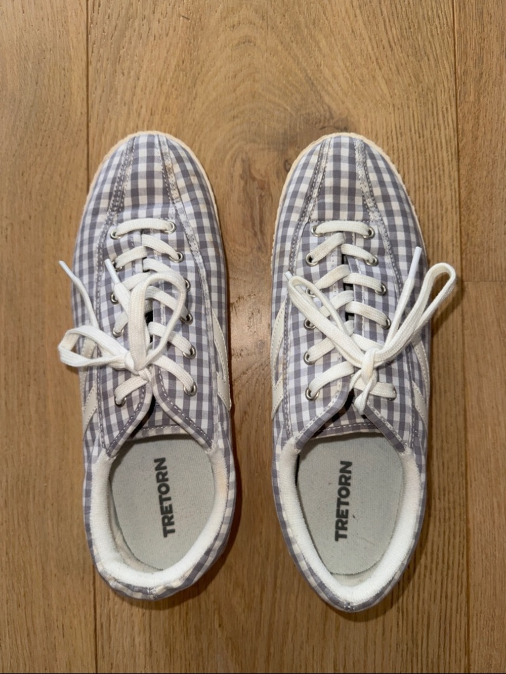 TRETORN! Grey and white GINGHAM Low-Top Sneakers. Tennis and pickleball!
